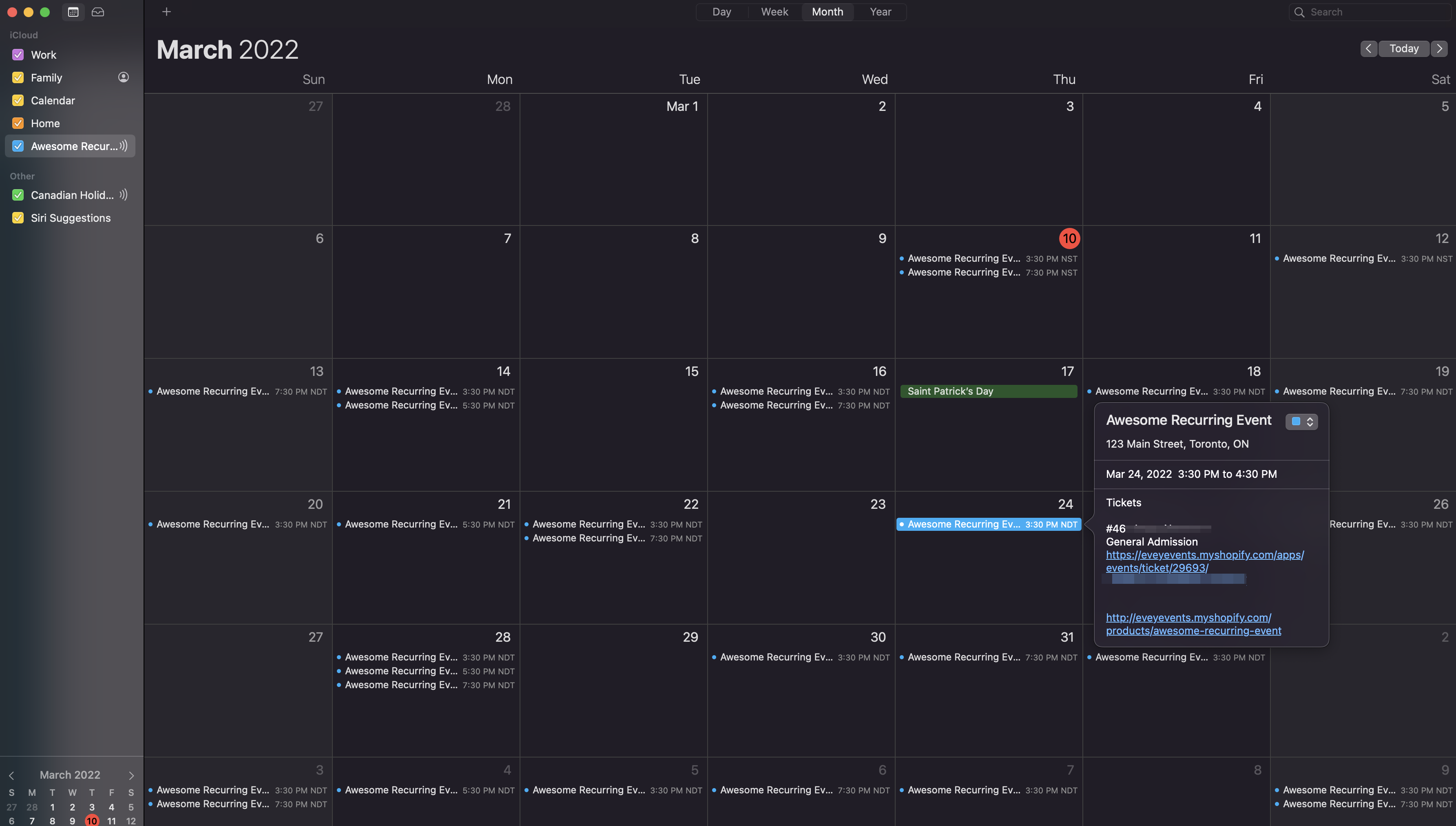 Syncing your recurring event bookings to an external calendar Evey
